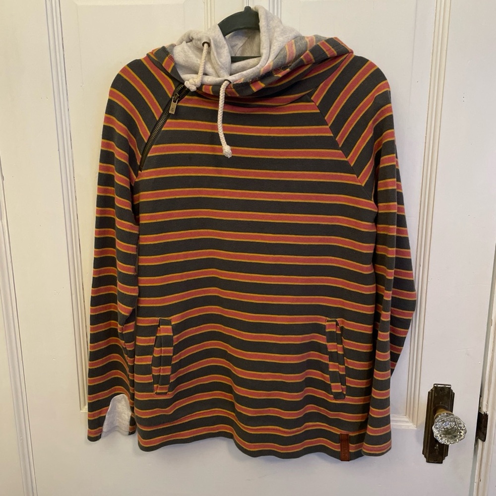 Ampersand Striped Women's Hoodie with Orange and  green Accents